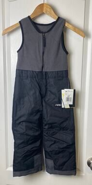 Arctix Kids Black Gray Unisex Limitless Fleece Top Bib Insulated Overalls 4T NWT